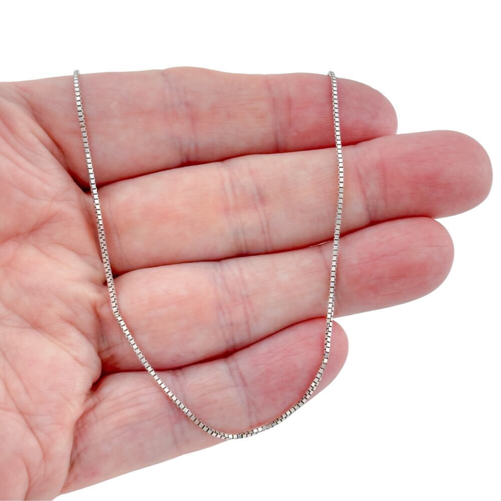 Vintage Italian Sterling Silver 925 Box Chain Necklace 18 inch